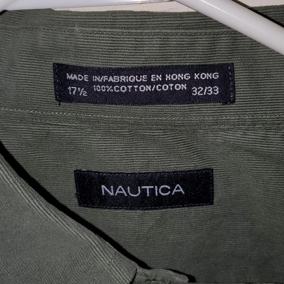 5 for $20 | Nautica Olive and Beige Button Down Shirts Bundle (2pc) - Picture 3 of 14